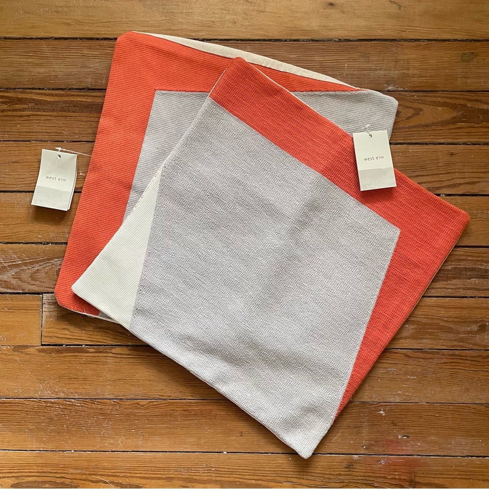 NWT West Elm MCM Orange, Grey and Beige Throw Pillow Covers